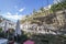 Street with dwellings built into rock overhangs. Setenil de las Bodegas, Cadiz, Spain