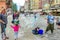 Street entertainer â€“ playing with children, making soap bubbles