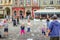 Street entertainer â€“ playing with children, making soap bubbles