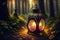 street fantasy lantern in the forest, lantern in the shape of a flower by AI Generated