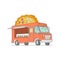 Street fast food truck with pizza, pizzeria.