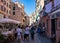 A street filled with tourists in the town of Vernazza Along the Cinque Terre