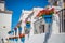 Street with flowers in the Mijas town, Spain