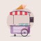 Street food or ice cream vendor truck. Cartoon vector illustration