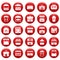 Street food kiosk icons set vetor red