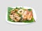 Street food Pad Thai isolated on grey background.