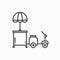 Street food retail thin line icon. Tricycle trade cart. Fast food trolley motorcycle, motorbike. Wheel shop, mobile