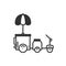 Street food retail thin line icon. Tricycle trade cart. Fast food trolley motorcycle, motorbike. Wheel shop, mobile