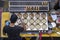 Street food seller preparing traditional peanut pancake Apam balik, Malaysia