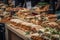 street food stand, with variety of sandwiches and wraps on display