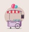 Street food or sweets vendor truck. Cartoon vector illustration
