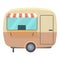 Street food trailer icon, cartoon style