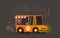 Street food truck vector illustration, food caravan. Burger van delivery. Flat icon