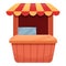 Street food vending stand icon, cartoon style