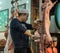 Street food vendors in the Muslim quarter of Xian with lamb carcase