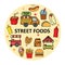 Street foods vector illustration in circle