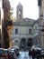 Street with in front of the church of San Onofrio in Gianicolo to Rome in Italy.