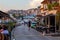 The street full of restaurants by the sea in the Sibenik city in Croatia.