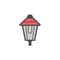 Street or garden lantern colorful vector icon