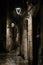 Street at gothic quarter in Barcelona at night after the rain