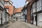 Street with half-timbered houses in Tangermuende