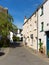 Street in Hawkshead village Lake District England uk on a beautiful sunny summer day popular tourist village