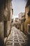 The street of historic Erice city in Sicily, Italy