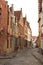 Street with historic medieval buildings, Bruges, Belgium