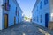 Street of historical center in Paraty, Rio de Janeiro, Brazil. Paraty is a preserved Portuguese colonial and Brazilian