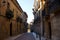 Street with historical stone houses in Labastida in basque country
