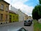 Street with houses, cars, road, walkway, trees and lawn, Prostejov, Czech Republic