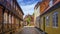 Street and houses in Ribe town, Denmark