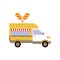 Street ice cream truck, food caravan. Ice cream van delivery. Flat icon transport. Vector illustration eps10