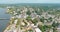 Street in the a Keyport town of near ocean coast line above aerial view in New Jersey USA