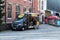 Street Kitchen snack van. People buying takeaway street food