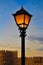 Street lamp on blue dusk sky background