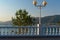 Street lamp and a Bush on the embankment of Gelendzhik in the ev