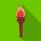 Street lamp in the form of a torch with an open fire.Lamppost single icon in flat style vector symbol stock illustration