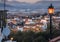 Street lamps illuminated at dusk,Granada,Andalucia,Spain