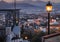 Street lamps light the way at dusk,Granada,Andalucia,Spain