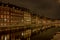 Street lamps reflecting in the frederikholms kanal at night