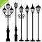 Street lamps silhouettes vector