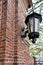 Street lantern of Harvard University Building Wall in Cambridge