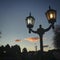 Street lanterns in vintage and dark environment