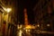 Street leading to Belfry of Bruges at night