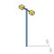 Street light, info graphic. Isometric outlined lamp. Street equipment pictogram