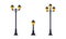 Street Light or Lamppost as City Park Light Source Vector Set