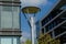 street light post with attractive circular lamp head and milky glass lens