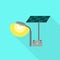 Street light solar battery icon, flat style