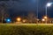 Street lights on an industrial estate on a winters night